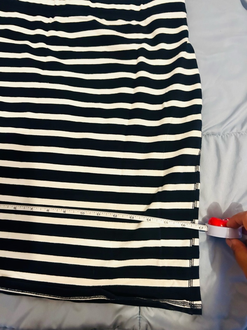 Striped dark blue and White Pencil Skirt